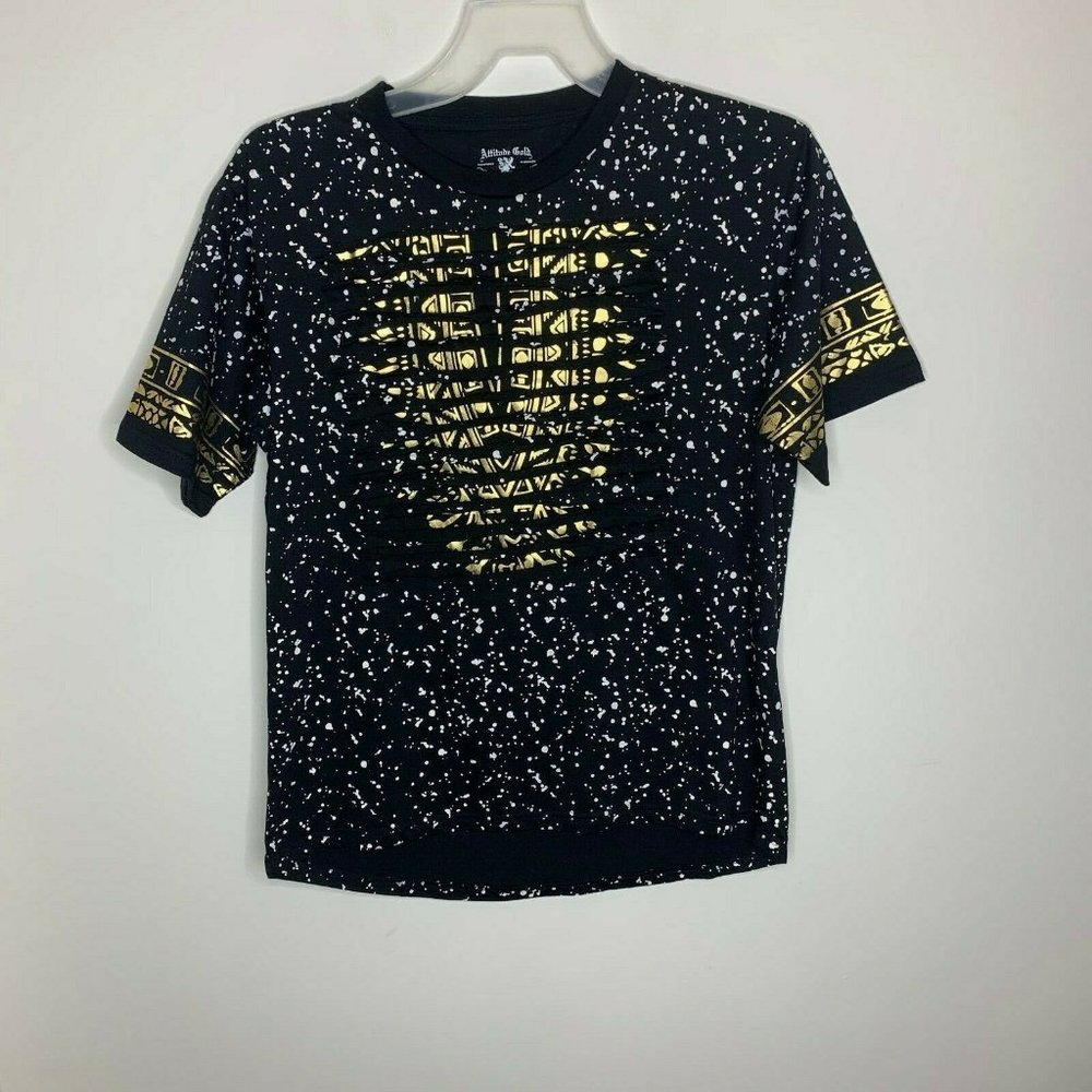 Attitude Gold Mens L Black/White/Gold Short Sleeve